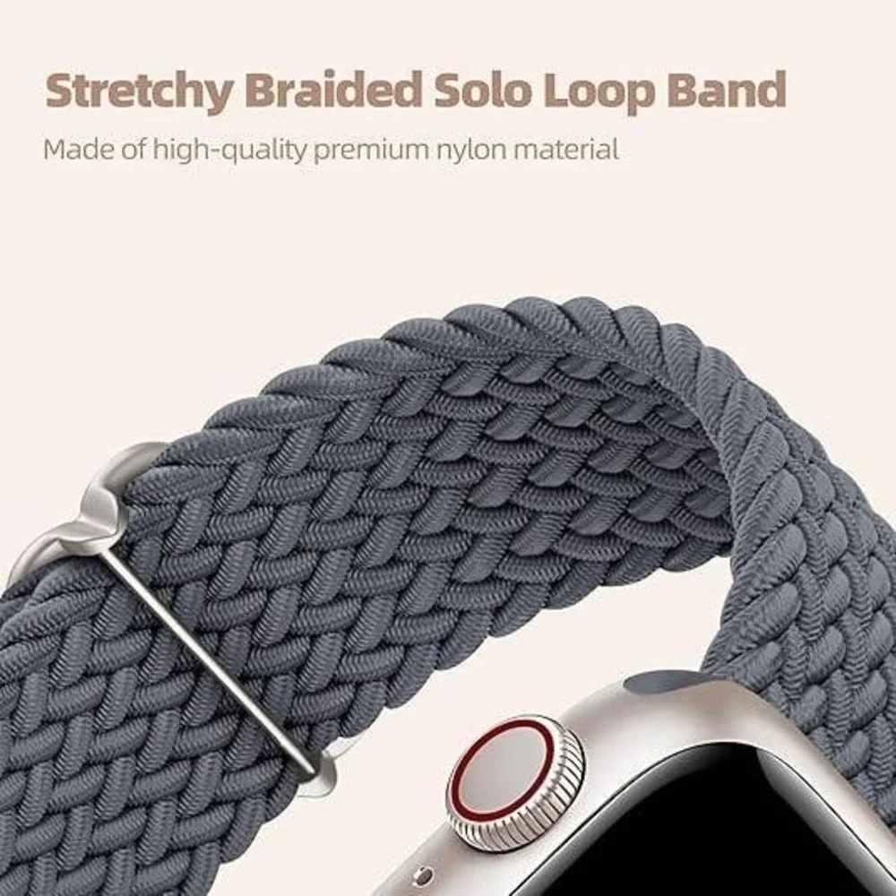 Pack of 4 DaQin Braided Solo Loop for Apple Watch 42-49mm (S3) Colors in 2nd Pic